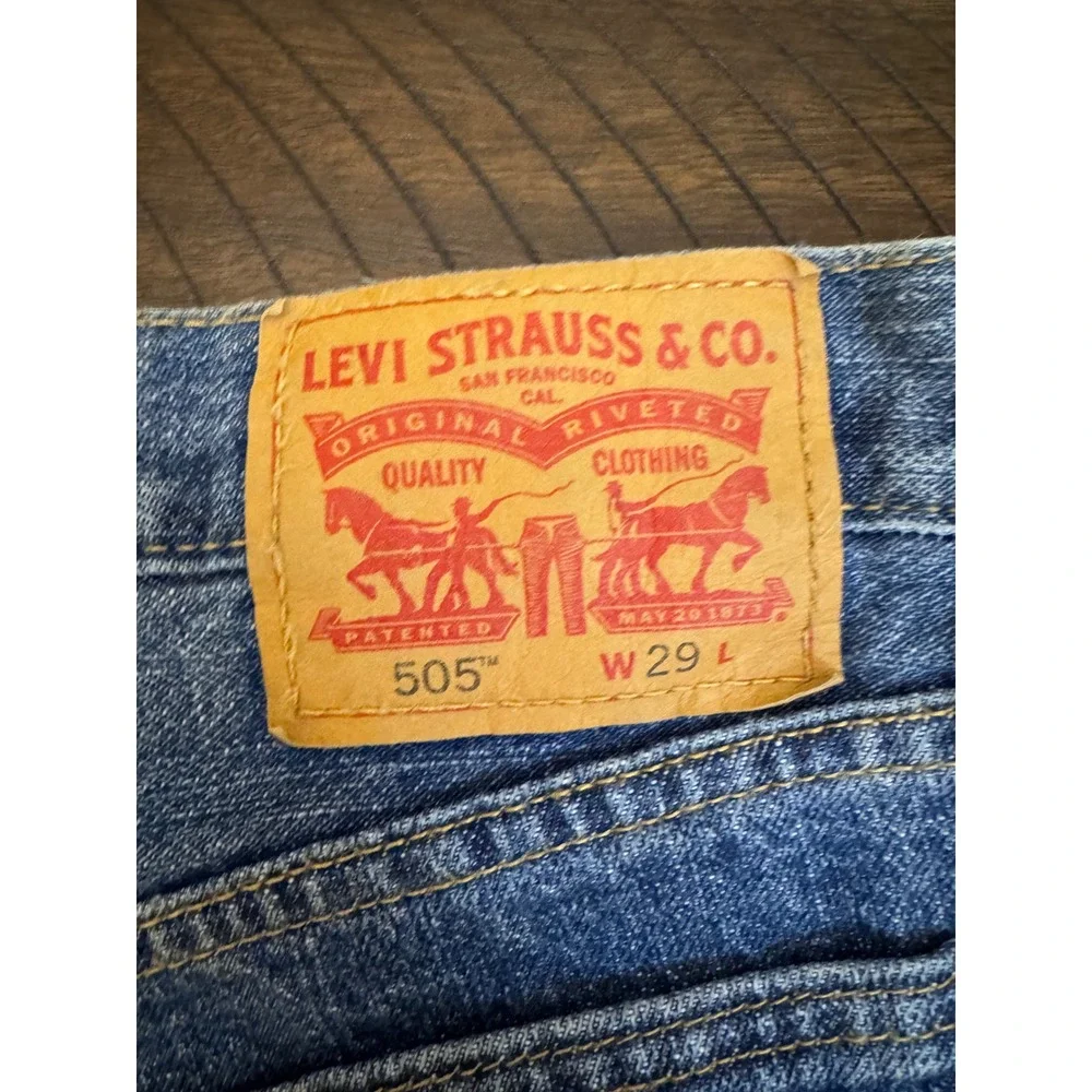 Levi's 505 Regular Fit Denim Shorts Men's W29 Blue Medium Wash Cotton Jorts